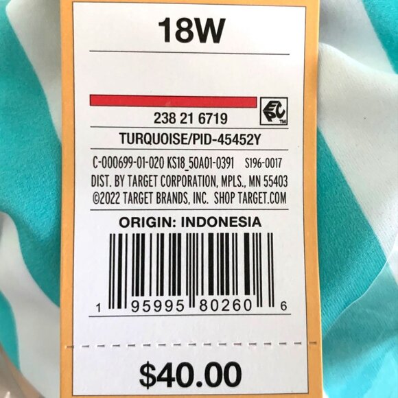 Kona Sol Plus One Piece Green Stripe Print V-Neck Bathing Suit Size 18W - Picture 9 of 11